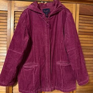 Denim&Co Women's Corduroy Utility Jacket Size Large - Deep Burgundy